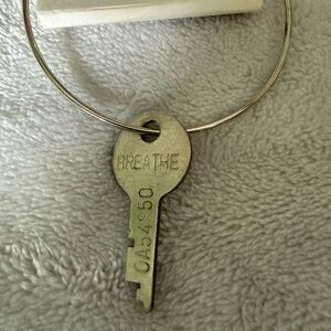 The Giving Key BREATHE Key Charm bracelet in Antique Silver Tone
